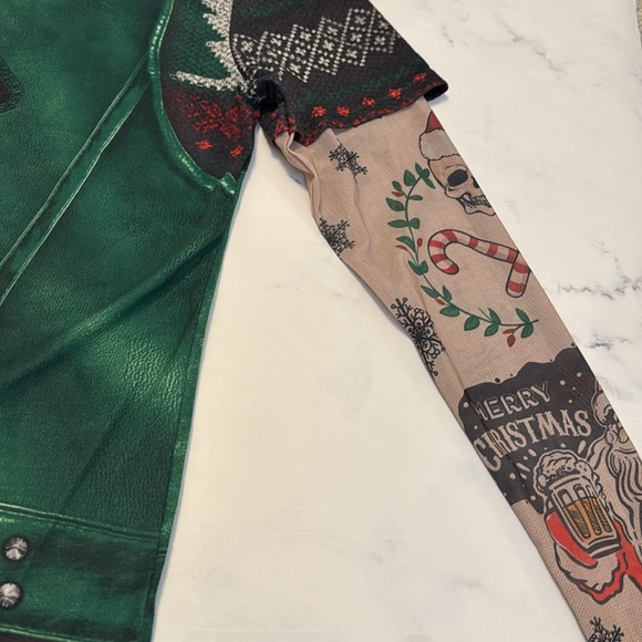FauxReal Photorealistic Apparel Holiday Biker Shirt With Tattoo Sleeves - Picture 10 of 11